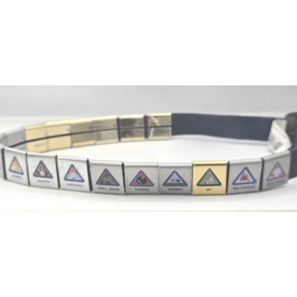 Vintage BSA Cub Scout Blue Web Belt Loaded with Metal Academics Sports Loops
